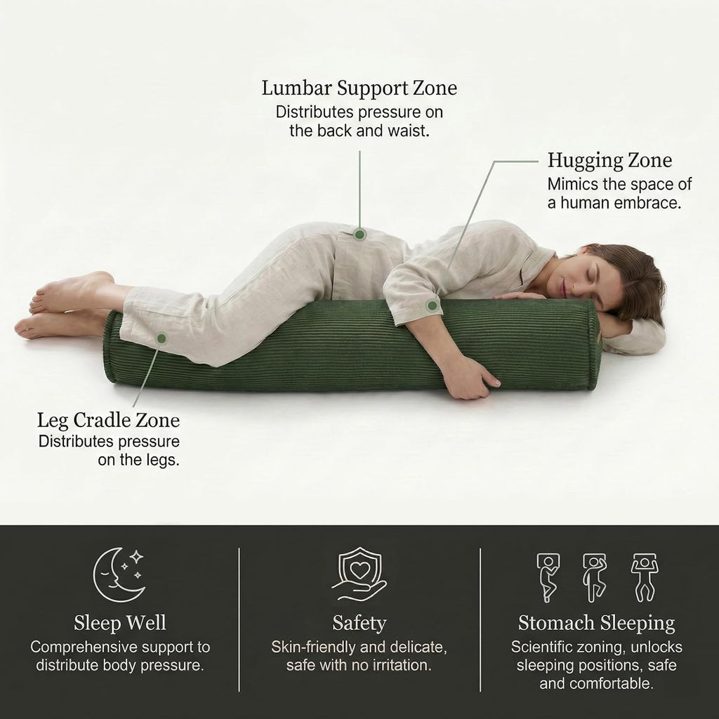 Long Pillow for Bed – Corduroy Round Bolster Pillow for Adults, Decorative Body Pillow for Sleeping or Sofa Support,59 x 7.87…