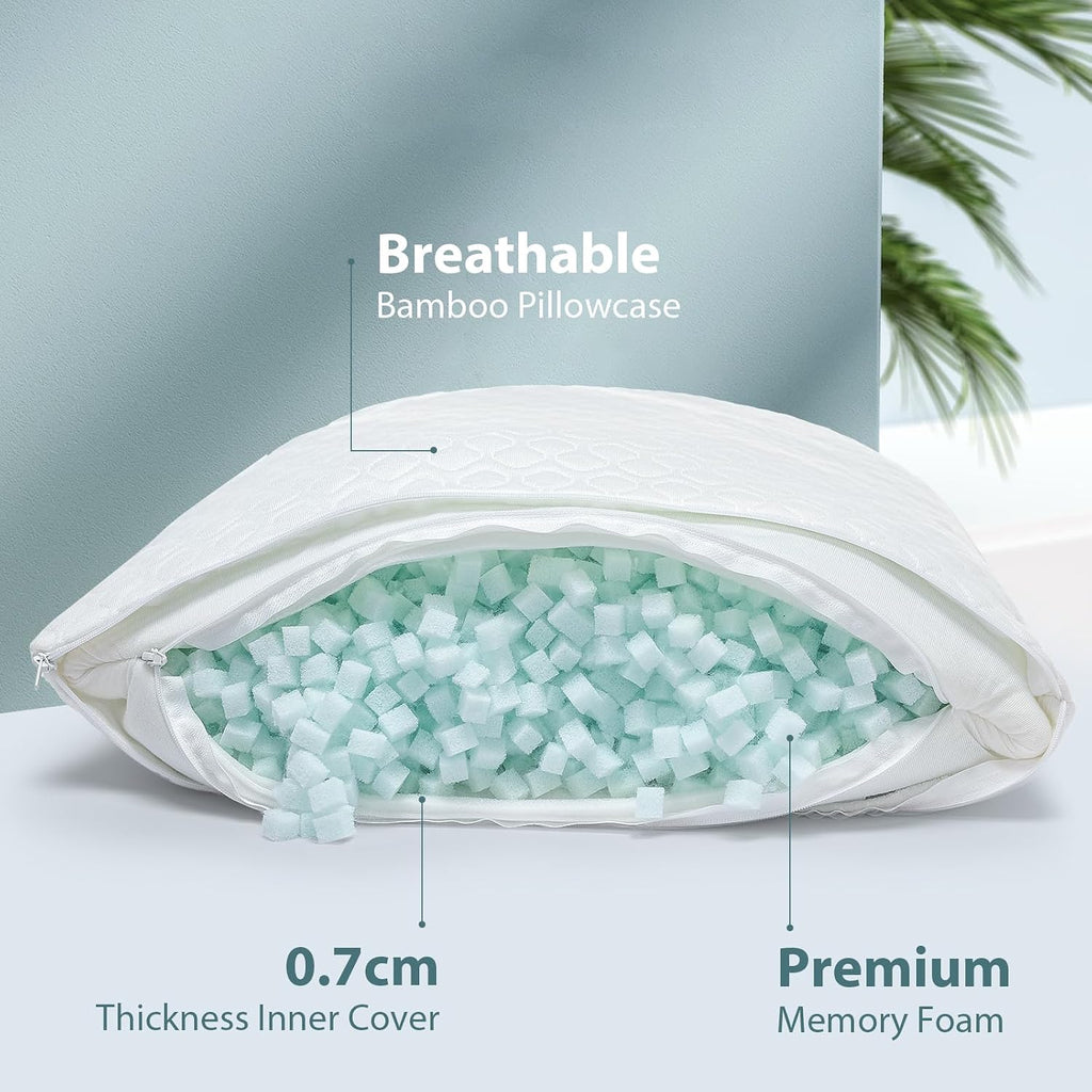 Rainmr Extra Long Body Pillow Memory Foam 180x50cm – Firm King Size Body Pillows for Adults – with Cooling Cover 21 x 72 inches