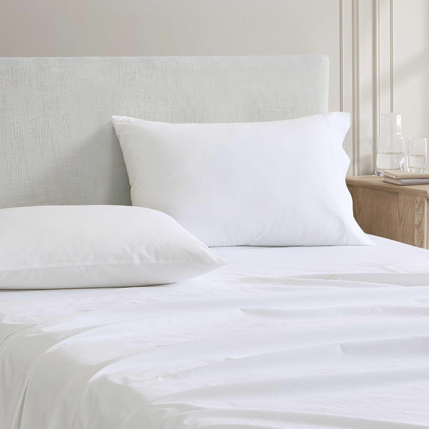 MarthaStewart Martha Stewart - Full Size Sheets Set, Crisp & Tailored Cooling Sheets with a Smooth Cotton Percale Lightweight Feel - Bed Sh…