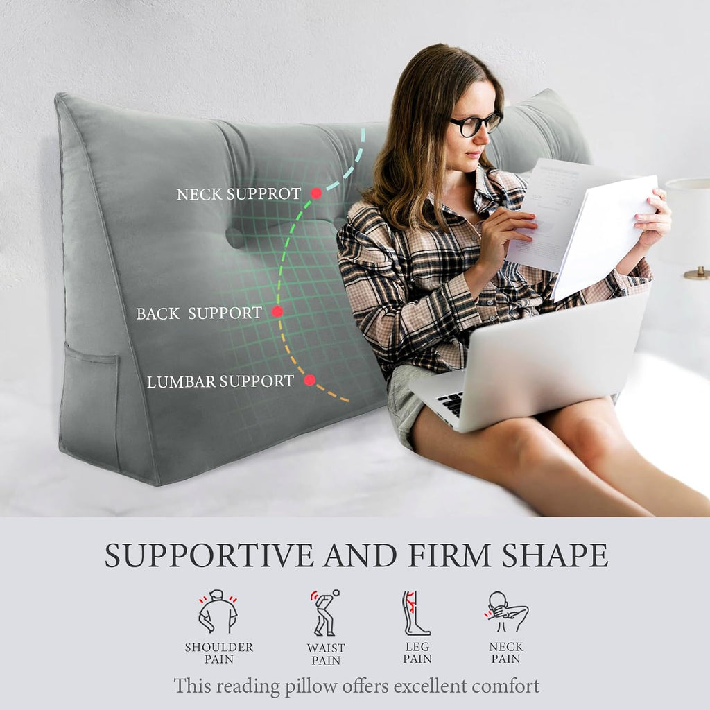 Headboard Pillow Full - 3 in 1 Large Bed Wedge Headboard Reading Pillow for Sitting in Bed, Daybed Pillow or Positioning Support Backrest…