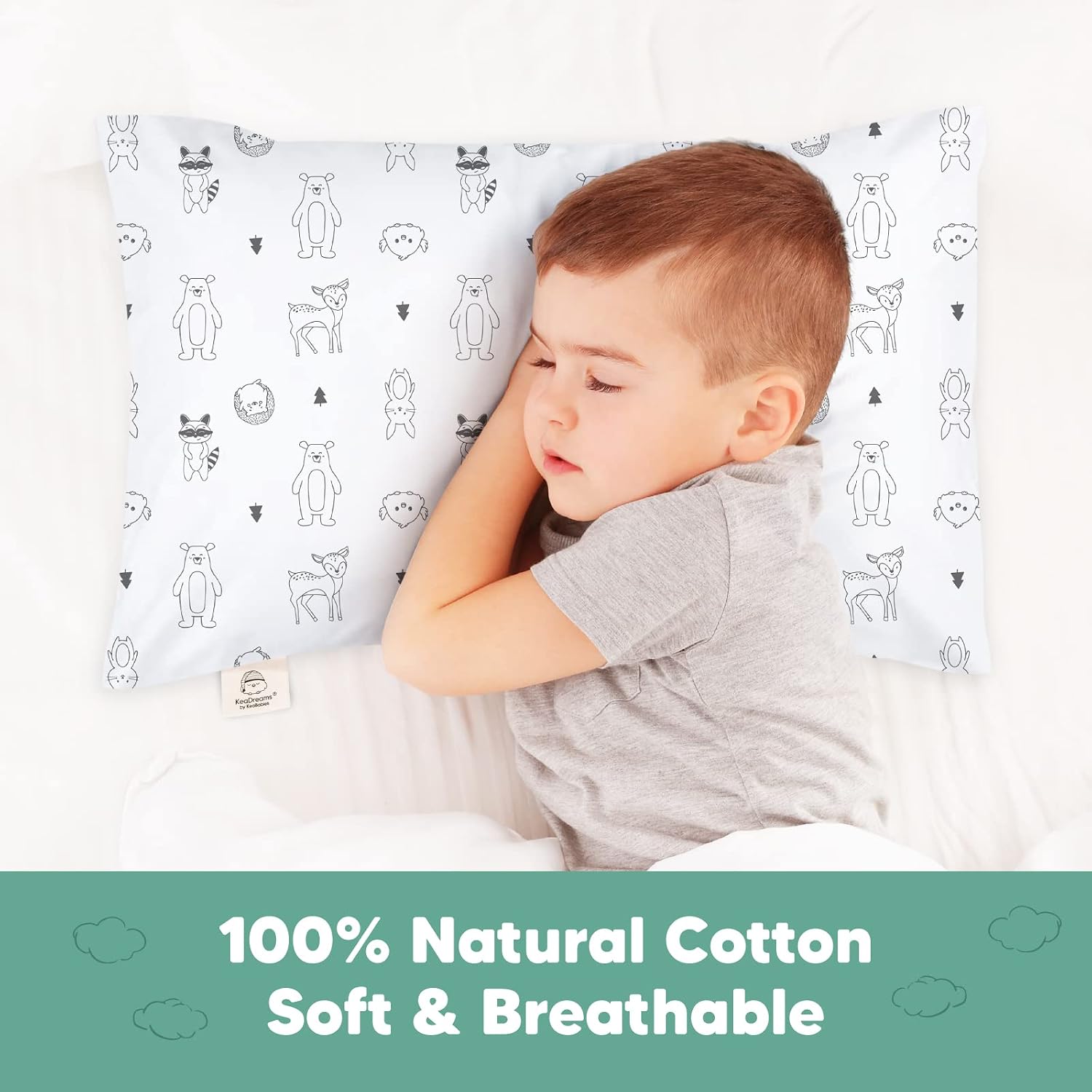KeaBabies Toddler Pillowcase 13"x18" - Organic Cotton Toddler Pillowcase for Kids, Boys, Girls, Soft & Durable Cotton Cover for Miniature…