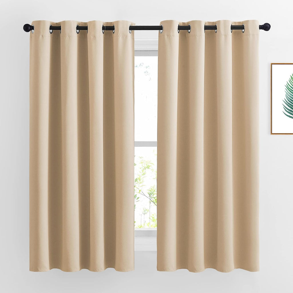 Nicetown Bedroom Curtains Room Darkening Draperies - Biscotti Beige Room Darkening Drapes/Panels for Bedroom, Grommet Top 2-Pack, 52 x 63 i…
