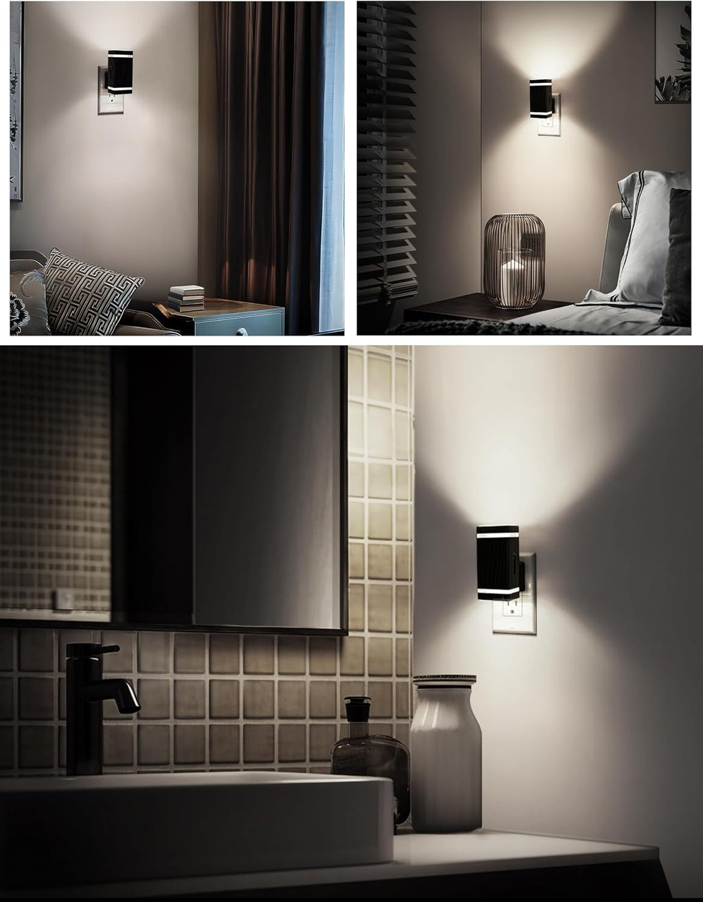 DORESshop Bright LED Night Light Plug in [2 Pack], Night Lights Plug into Wall with Dusk-to-Dawn Sensor, 0-100lm Dimmable Nightlights with…