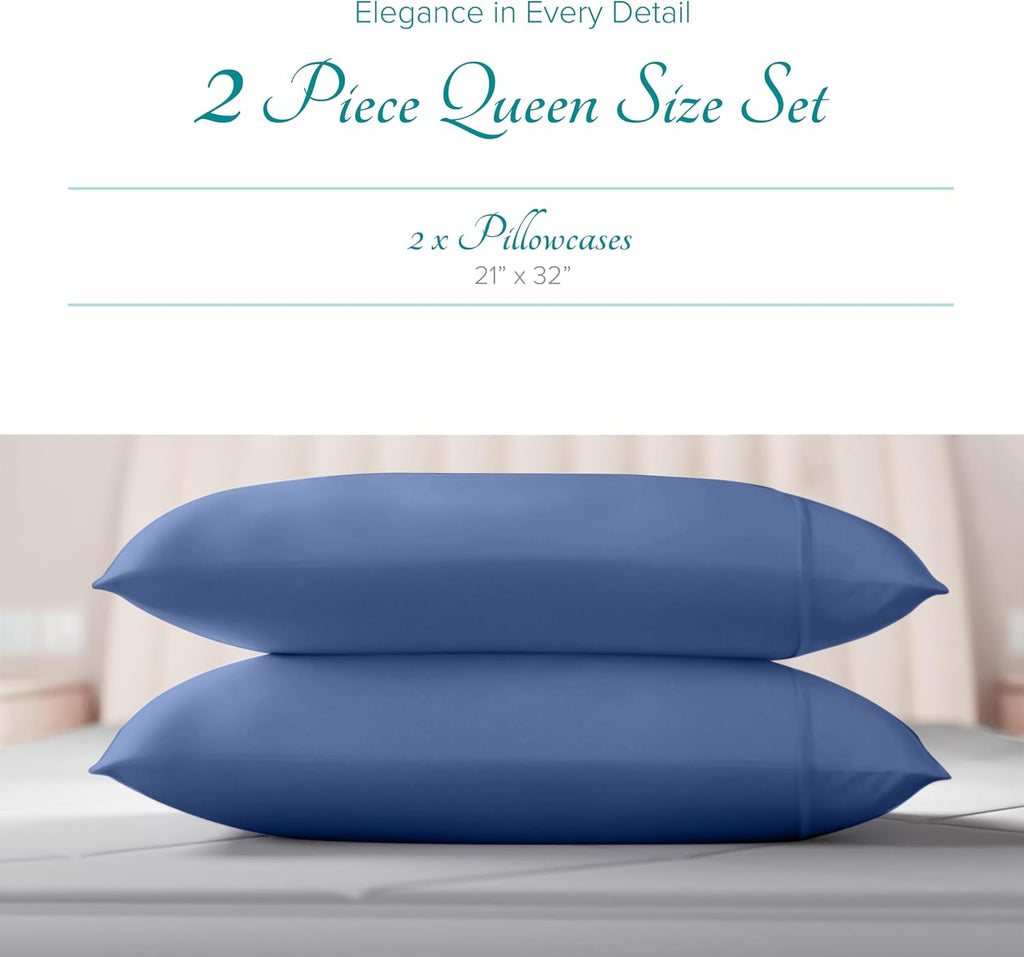 Carressa Linen 100% Egyptian Cotton Standard/Queen Size Pillow Cases Set of 2-800 Series Tulips Collection Queen Pillow Cover for…