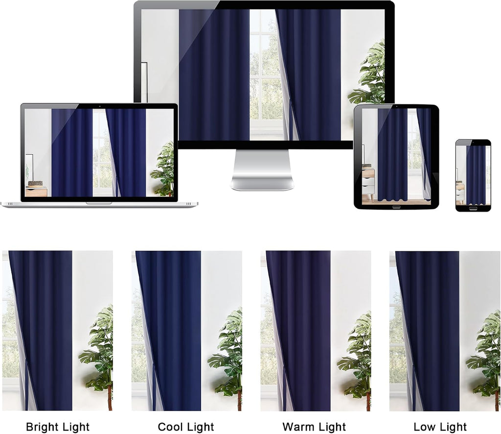 Xwzo Full Shading Blackout Curtains 72 Inches Length - Heat and Light Blocking Ring Top Window Drapes with Black Liner Backing for Bedroom…