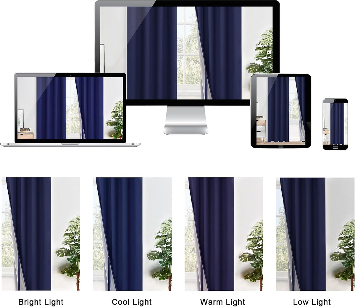 Xwzo 100% Blackout Curtain Panels - Thermal Insulated Black Liner Curtains, Noise Reducing and Heat Blocking Drapes for Hall and Studio Win…