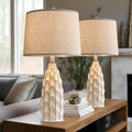 USumkky Ceramic Table Lamps Set of 2, 23.75" Modern Farmhouse Bedside Lamp - Cream Nightstand Lamps for Bedroom, Boho Living Room End…