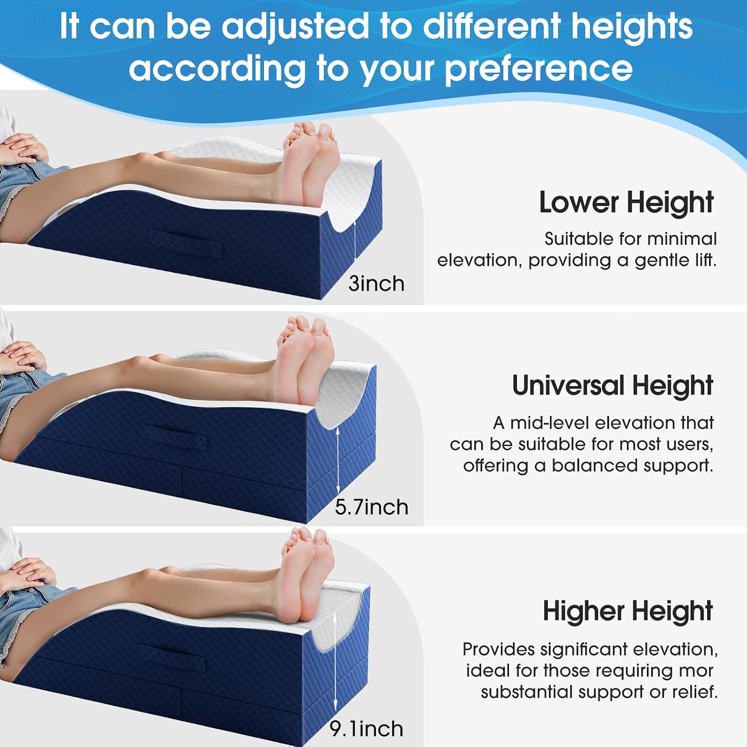 TranquilRelax TranquilRelax Leg Pillow, Leg Elevation Pillow with Pad and Memory Foam, Height Adjustable Bolster Pillow for Legs, Le…