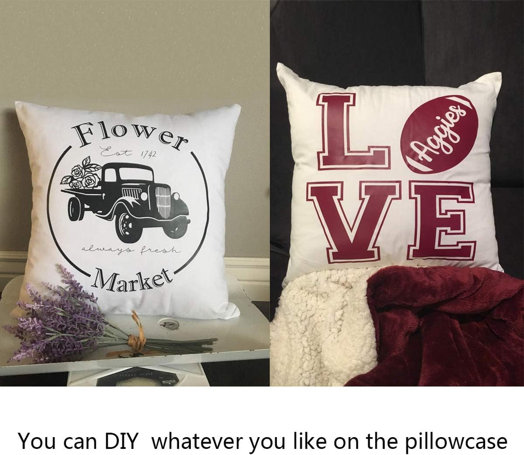 Thmyo 4-Pack 100% Cotton Comfortable Solid Decorative Throw Pillow Case, Square Cushion Cover Pillowcase Sublimation Blank Pillow Covers Va…