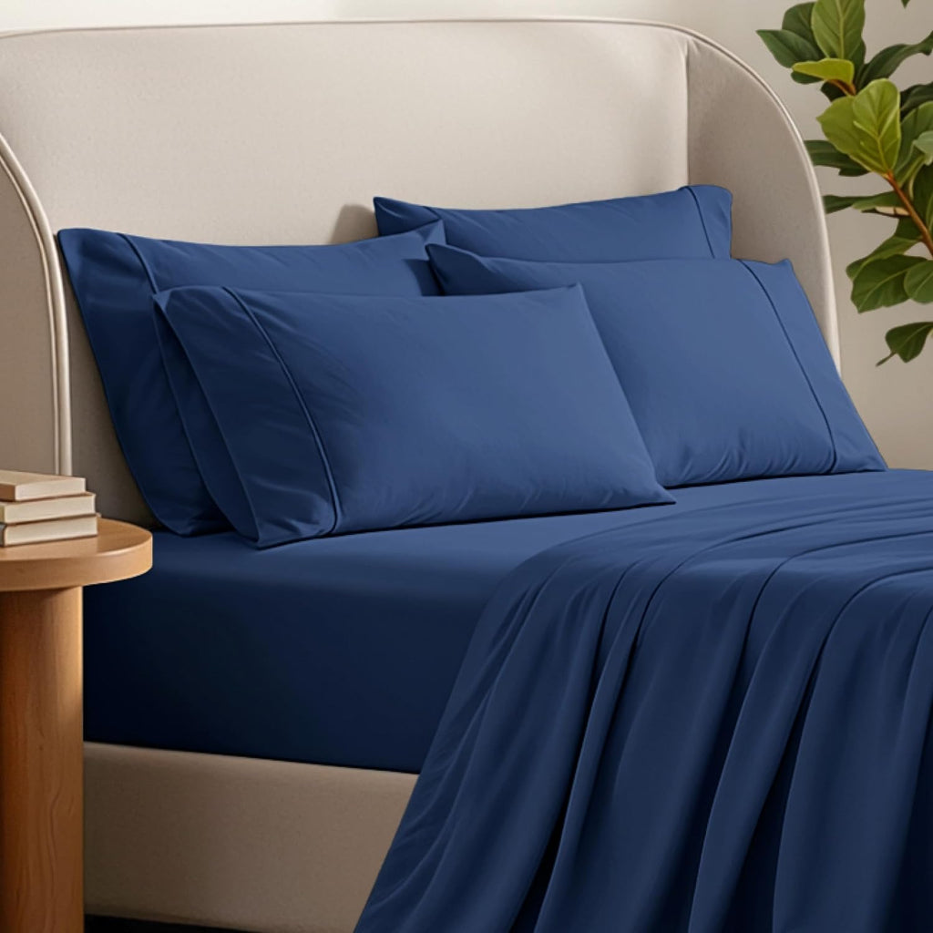 BareHome Bare Home Microfiber Bulk Pillow Cases - Standard/Queen Size Set of 4 - Cooling Pillowcases - Double Brushed - Dark Blue Pillowcas…