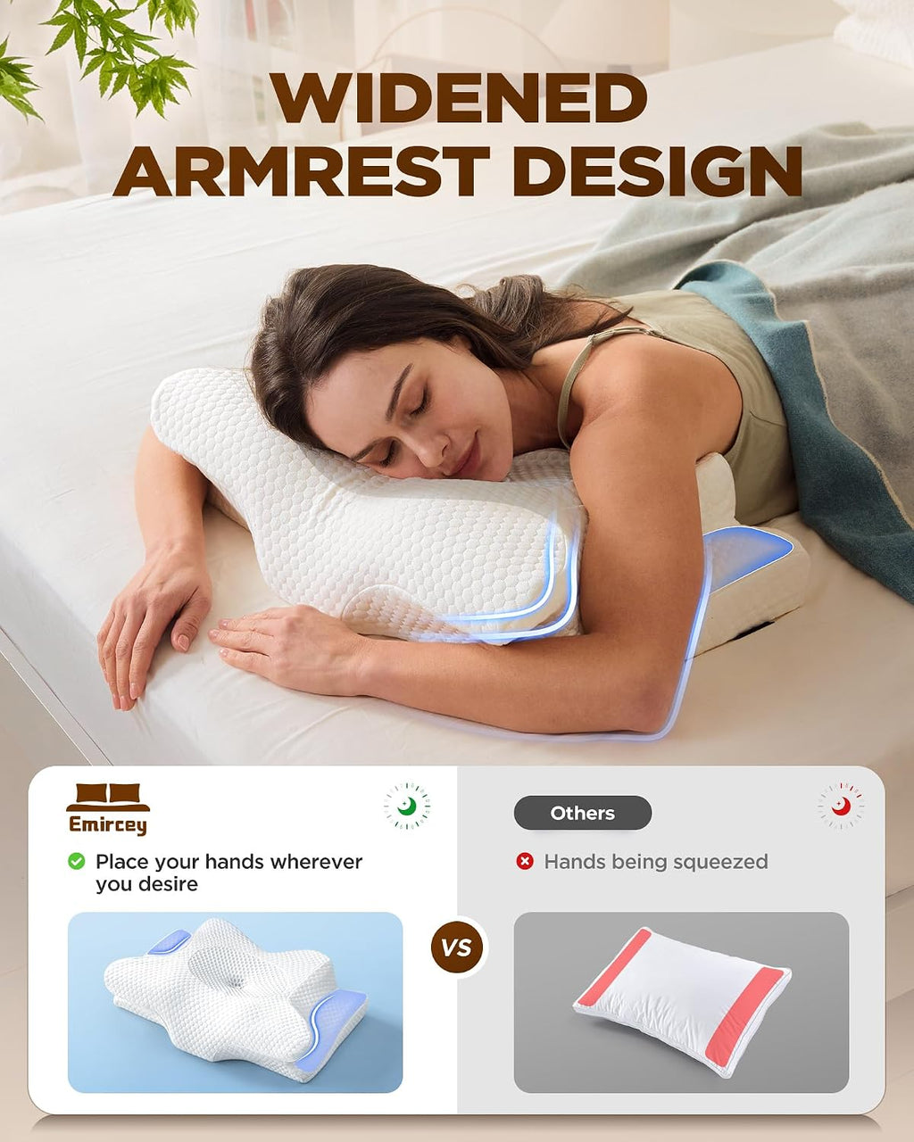 Emircey Sleep Cervical Neck Pillow Sleeping, Ergonomic Contour Side Sleeper Pillows Adults, Cooling Orthopedic Pillow Suppo…