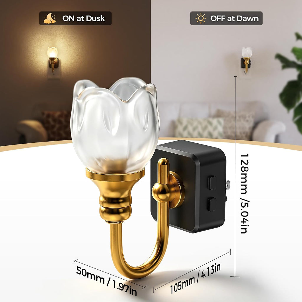 DORESshop LED Night Light, Tulip Night Lights Plug into Wall, 3 Level Brightness Adjustable Plug in Night Light, 8-Color RGB LED…