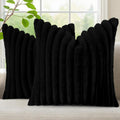 decorUhome Cozy Faux Fur Throw Pillow Covers 20x20 Set of 2 Decorative Soft Plush Striped Modern Farmhouse Boho Couch Pillow Cases with Vel…