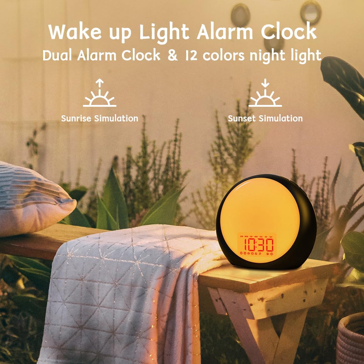 iDealSleep Sunrise Alarm Clock Wake Up Light for Kids Heavy Sleepers Bedroom with Sunrise Sunset Simulation Dual Alarms Snooze Ni…