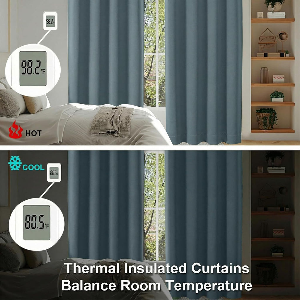 Simplebrand Ava Dark Green Blackout Curtains for Bedroom 84 Inch Length 2 Panels Set, Solid Thermal Insulated Privacy Nursery Window Treatm…