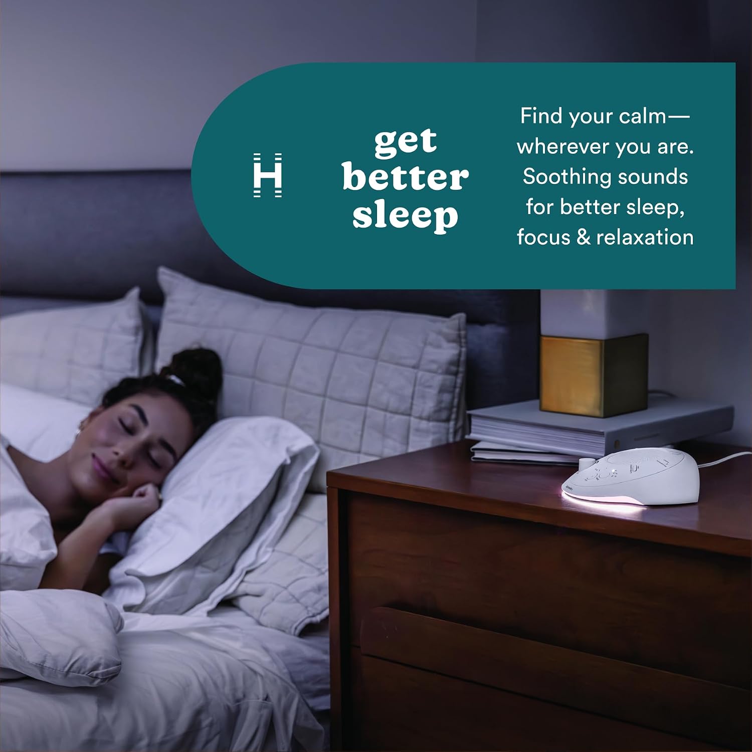 Homedics Sleep Better Portable Sound Machine, Night Light,12 Soothing Sounds Including White Noise, Rain, and Thunderstorm…