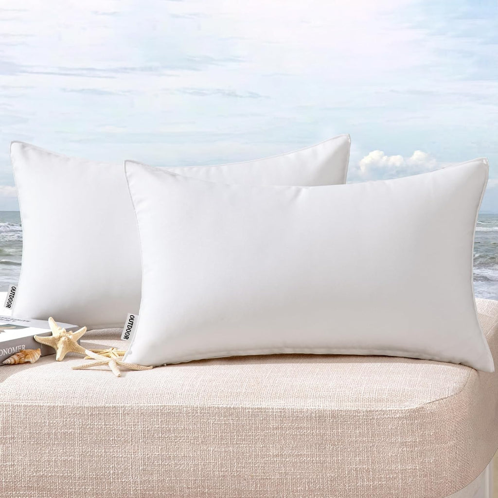 MIULEE Pack of 2 Decorative Outdoor Waterproof Pillow Covers Garden Cushion Sham Throw Pillowcase Shell for Spring Patio Tent Couch 12x20…