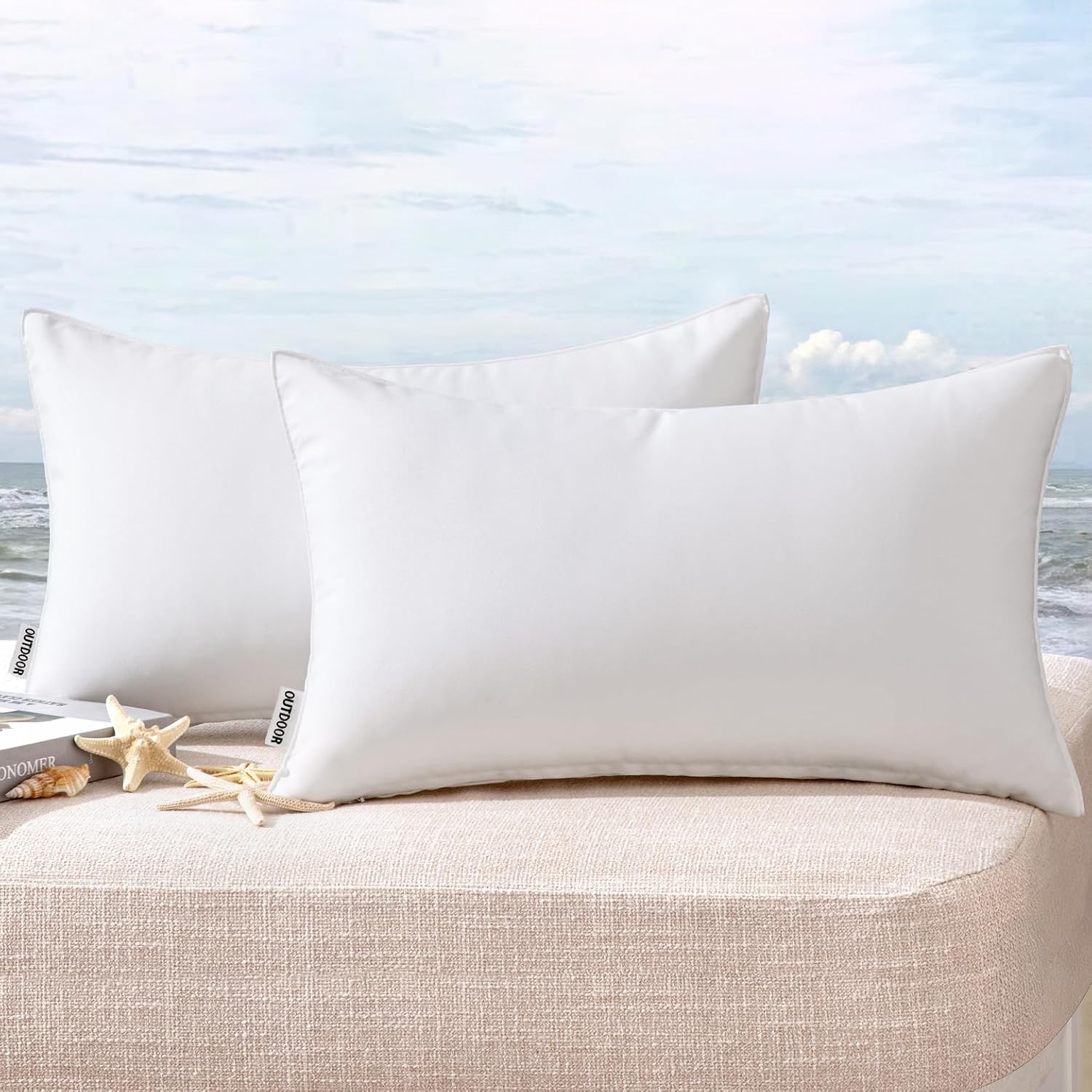 MIULEE Pack of 2 Decorative Outdoor Waterproof Pillow Covers Garden Cushion Sham Throw Pillowcase Shell for Spring Patio Tent Couch 12x20…