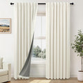Pitalk Cream Linen Blackout Curtains by Size 70 Inches Wide x 63 Inch Length Extra Wide Black Out Curtains for 72 Inches Width Bedroom Livi…