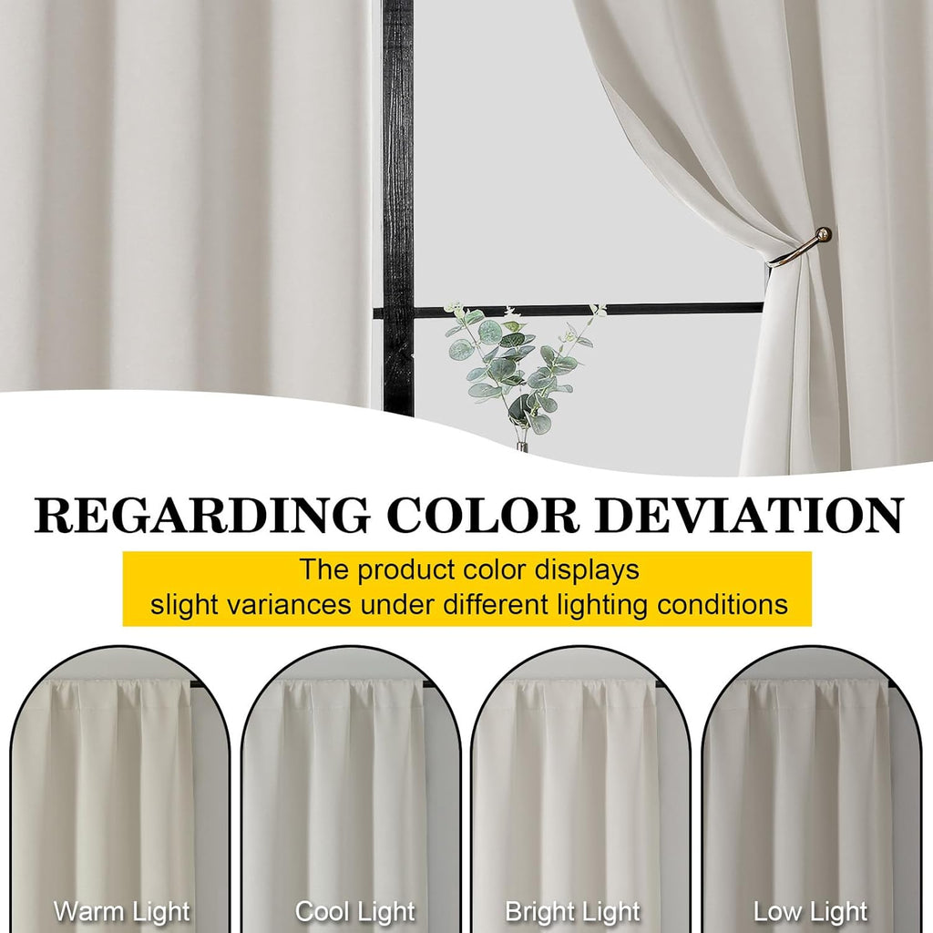 WelvetBLK Natural Curtains for Bedroom Living Room 63 Inch Length 2 Panels Set, Soft Solid Light Filtering Thermal Insulated Window Treatme…