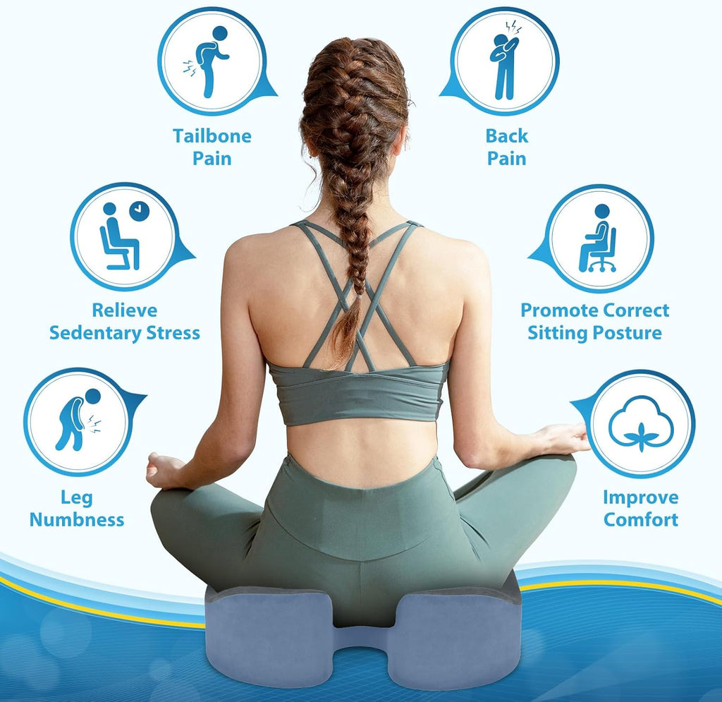BlissTrends Seat Cushion,5.2in Thick Memory Foam Cushions for Office Chair, Car Seat, Airplane, Relieving Pressure Tailbone Sciatica Back P…