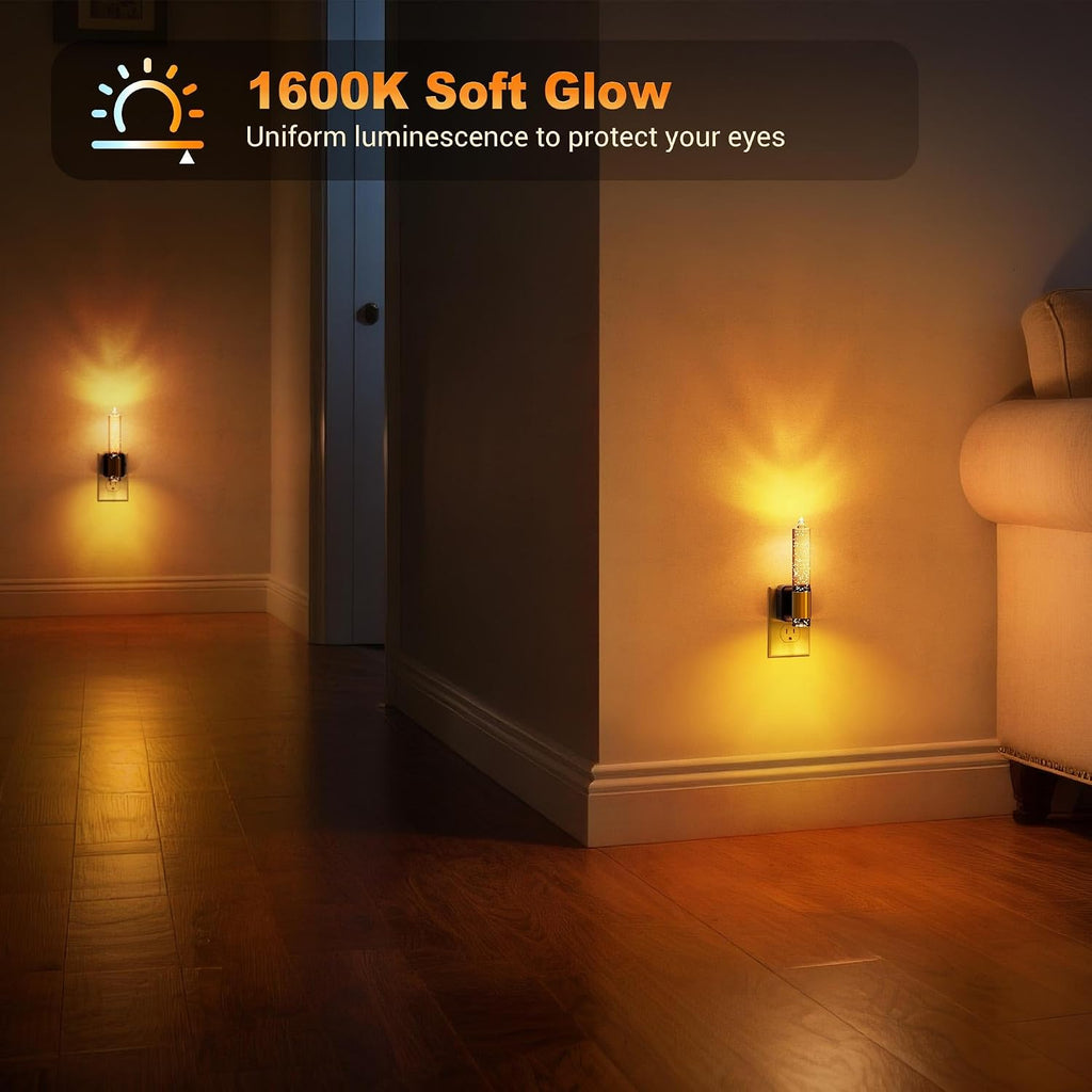 JandCase Night Light, Flameless Candle Night Lights Plug into Wall, Dusk to Dawn Sensor Aesthetic Automatic Nightlight, Dimmable Amber…
