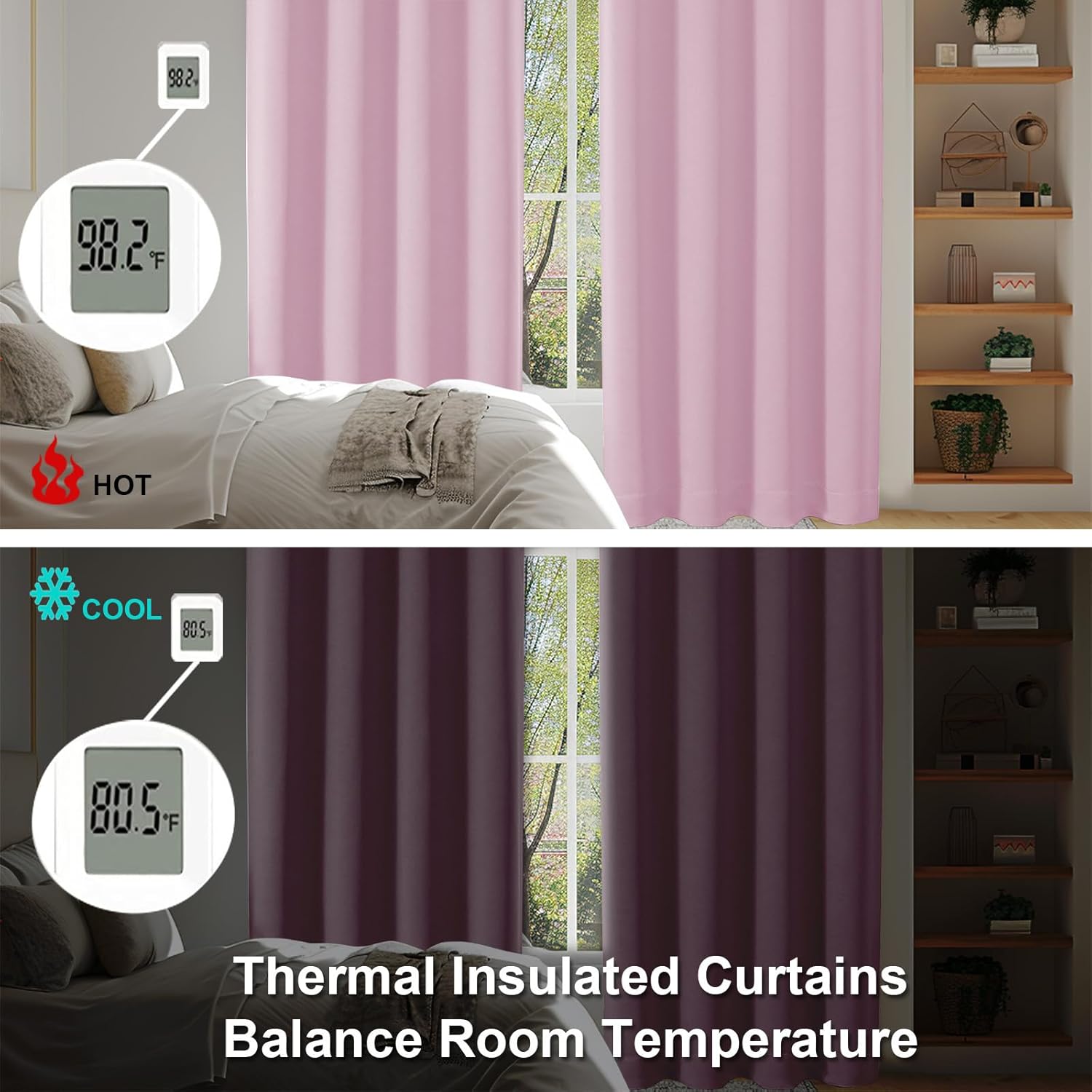 Simplebrand Ava Pink Blackout Curtains for Bedroom 84 Inch Length 2 Panels Set, Solid Thermal Insulated Privacy Nursery Window Treatment Cu…