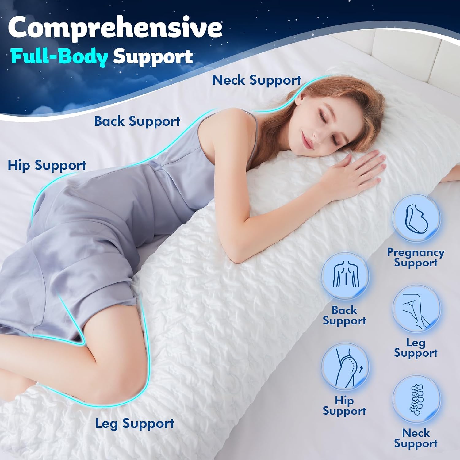 KUCEY Body Pillow for Side Sleeper with Neck and Shoulder Pain, Adjustable Shredded Memory Foam Pillows, Cooling Pillow for hot Sleepers…