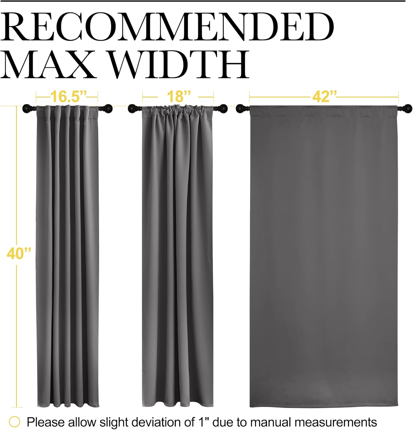 NICETOWN Blackout Window Curtains for Camper - (Grey Color) 42x40 Inch, 2 Panels Set, Thermal Insulated Room Darkening Blackout…