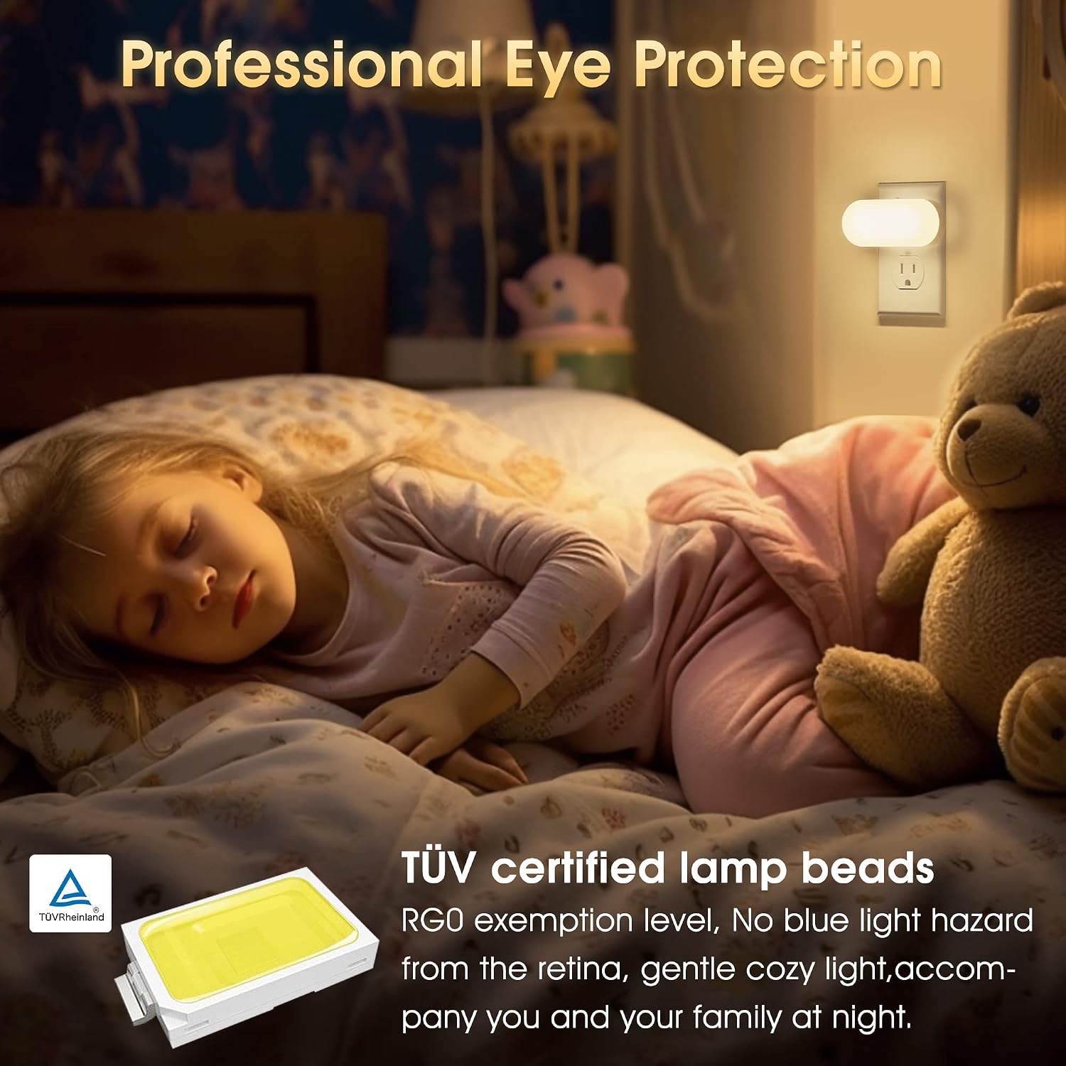 DORESshop Led Night Lights Plug into Wall Soft White, Compact Dimmable Night Light for Nursery 4Pack for Bedroom, Kids Room, Bathroom