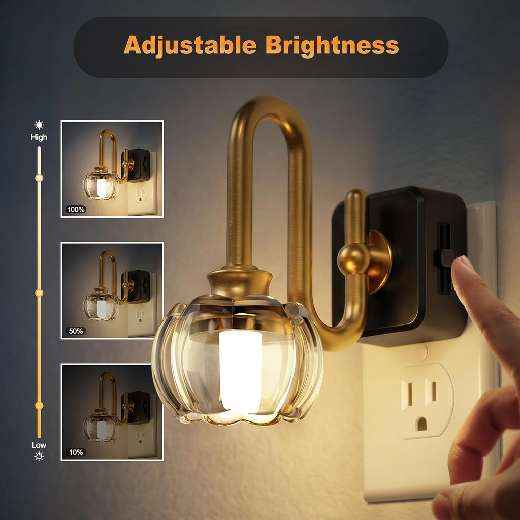 JandCase Night Light, Night Lights Plug into Wall, Glass LED Nightlight, 0-100 LM Dimmable Nightlights, Dusk to Dawn Sensor, 1W Vintage…