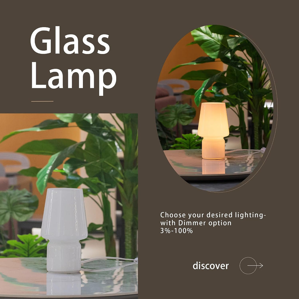 Mushroom Lamp, Mother's Day Gifts, Small Table Lamp, Cute Nightstand Kitchen Mini Lamp, Glass Table Lamp, Suitable for Bedrooms, Kitchens…