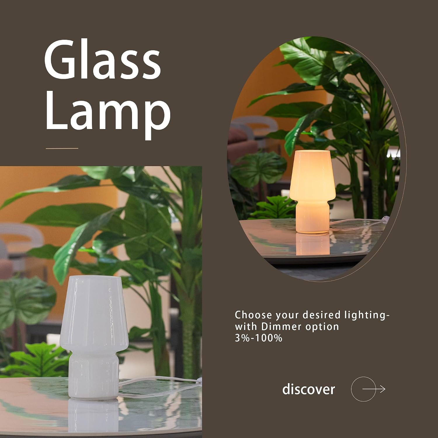 Mushroom Lamp, Mother's Day Gifts, Small Table Lamp, Cute Nightstand Kitchen Mini Lamp, Glass Table Lamp, Suitable for Bedrooms, Kitchens…