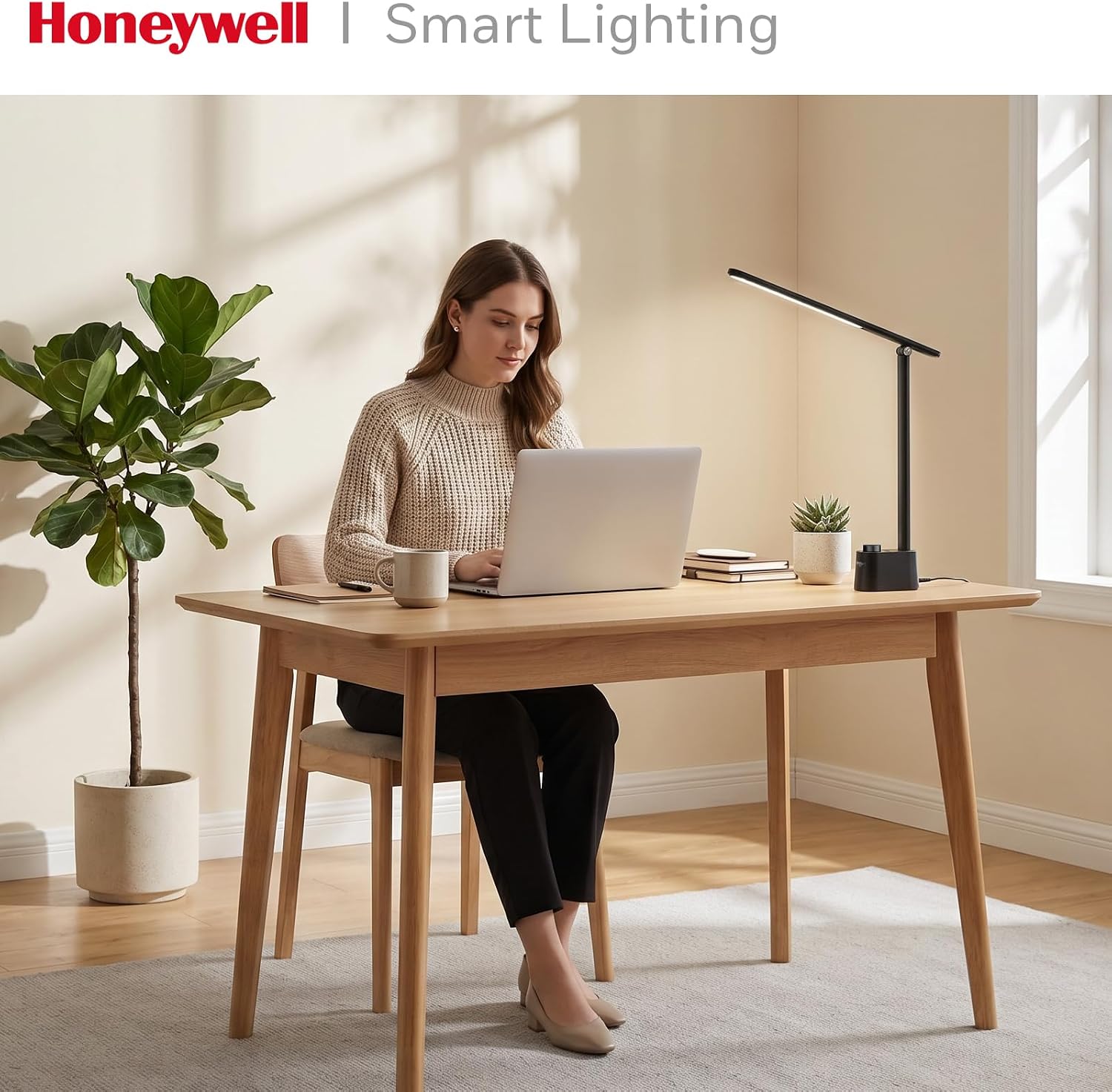 HoneywellAirComfort Honeywell LED Desk Lamp - Sunturalux Desk Lamps for Home Office with USB A+C Charging Ports, Stepless Dimmable Eye-Cari…
