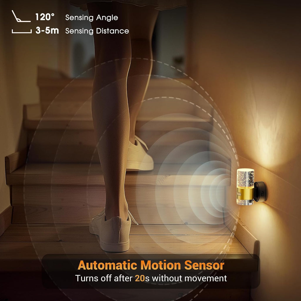 JandCase Motion Sensor Night Light, Wireless Rechargeable Night Light Wall Mounted, 2 Pack Motion Activated Night Lights, Dimmable…