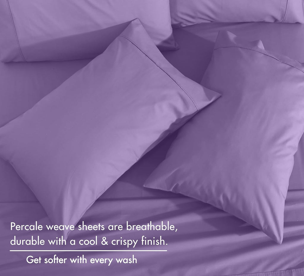 Ruvanti 100% Cotton Percale Sheets King Size 6 Piece Set, Cooling Bed Sheets for Hot Sleepers, Deep Pocket 16”, Breathable Lightweight & Du…