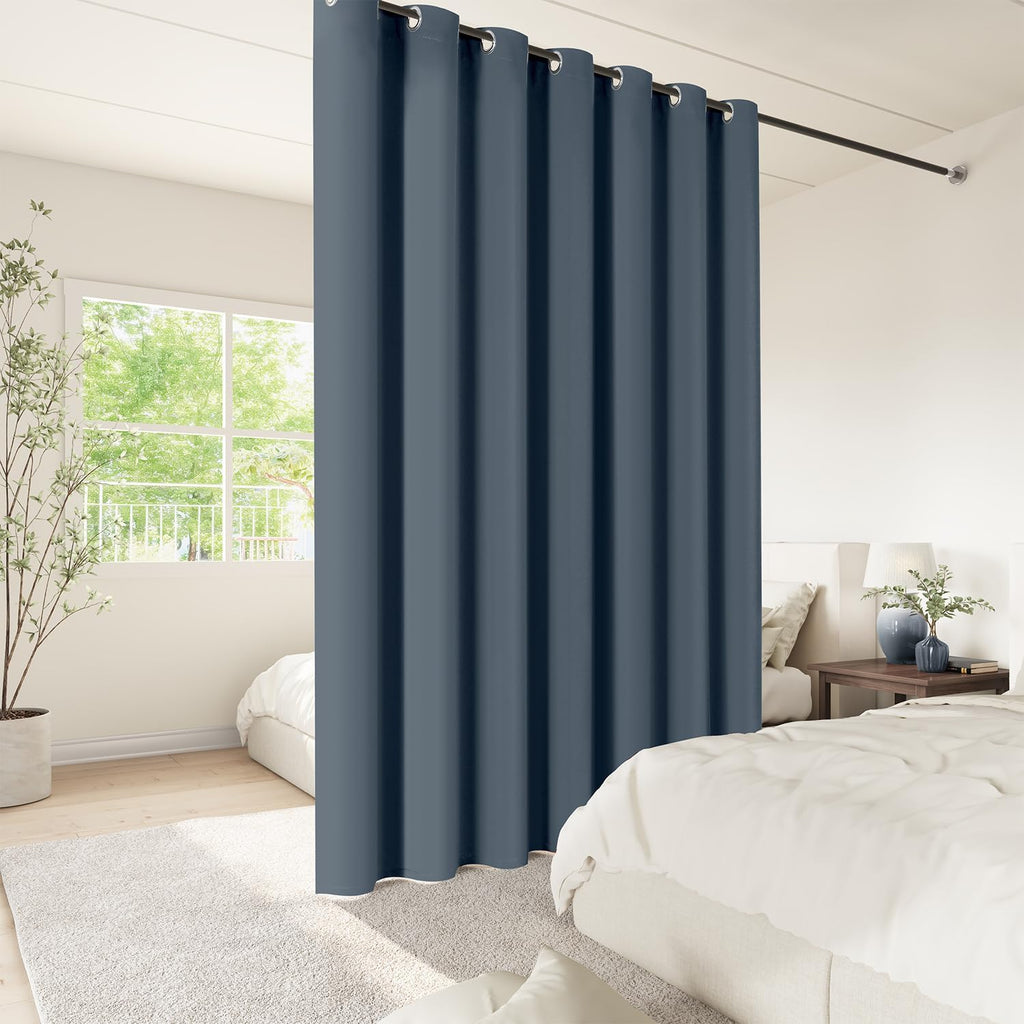 ChrisDowa Room Divider Curtain 84 Inches Long, Wide Blackout Sliding Door Curtain for Bedroom, Room Darkening Privacy Window Curtain for Pa…
