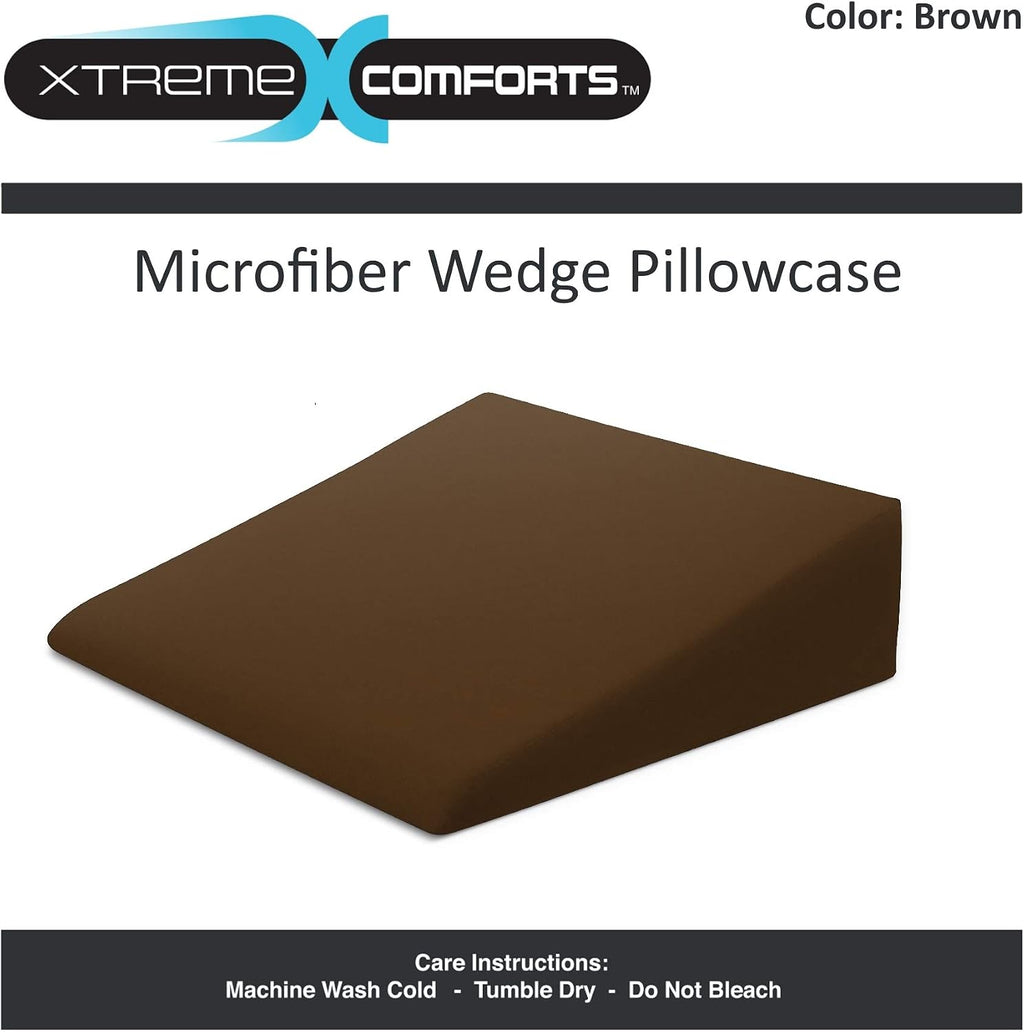 XtremeComforts Xtreme Comforts Wedge Pillow Cover - Allergy-Friendly & Easy to Clean Cover - Fits Our (27" x 25" x 7") Wedge Pillow – Brown…