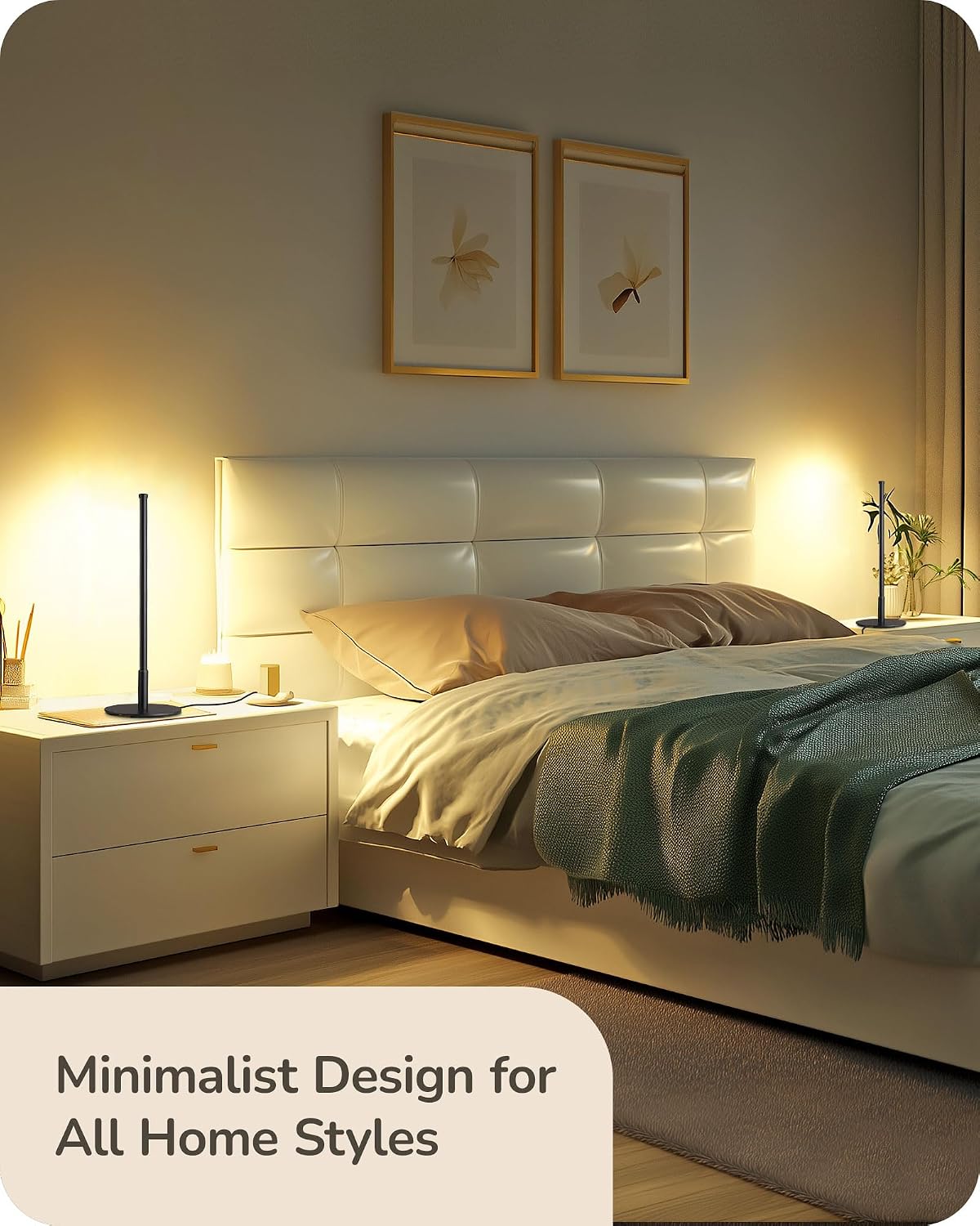 Edishine Upgraded LED Table Lamp Set of 2, Stepless Dimmable Bedside Lamps with Metal Finish & 3 Color Temperature, 6W Modern Desk Lamps, B…