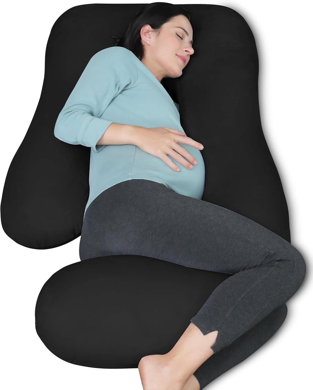 Moonpark MOON PARK Pregnancy Pillows for Sleeping - U Shaped Full Body Maternity Pillow with Removable Cover - Support for Back, Legs, Bell…