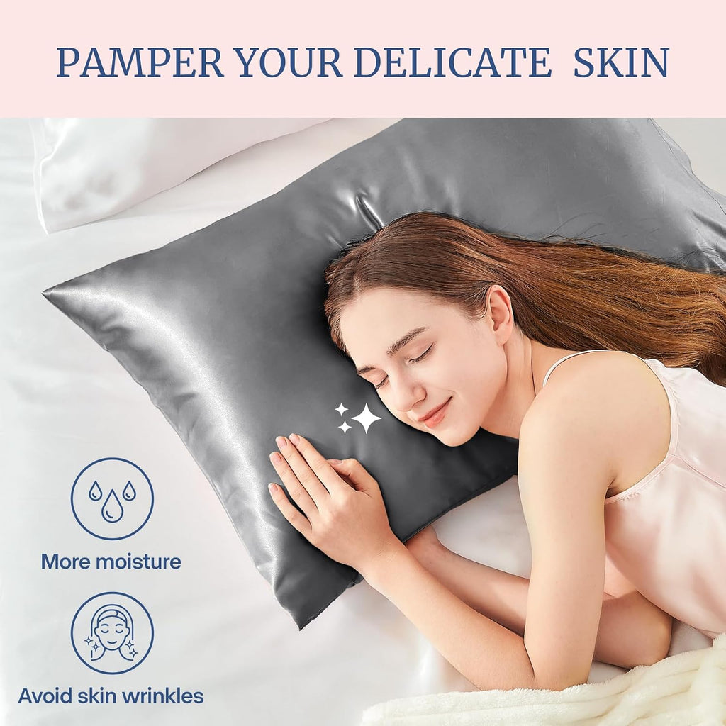 Bedelite Satin Pillowcase for Hair and Skin, Super Soft and Cooling Similar to Silk Pillow Cases 2 Pack with Envelope Closure, Gift for Wom…