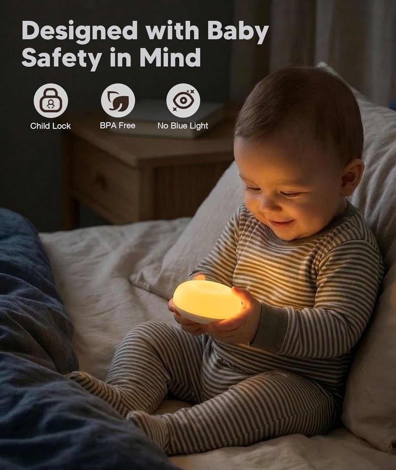 Bakzon Baby Night Light, 1800K Amber No Blue Light for Breastfeeding & Diaper Changes, Dimmable Silicone Egg Lamp with Flip Control…
