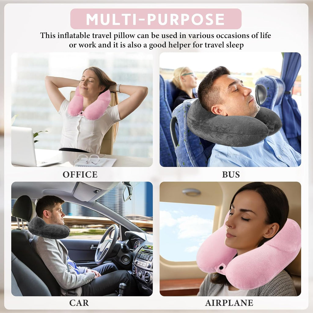 Sintuff 2 Pack Inflatable Travel Pillow for Airplanes Inflatable Neck Flight Pillows with Compact Bag and Blindfold for Traveling…