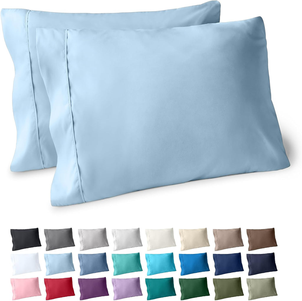 BareHome Bare Home Microfiber Pillow Cases - King Size Set of 2 - Cooling Pillowcases - Double Brushed - Light Blue Pillowcases 2 Pack - Ea…