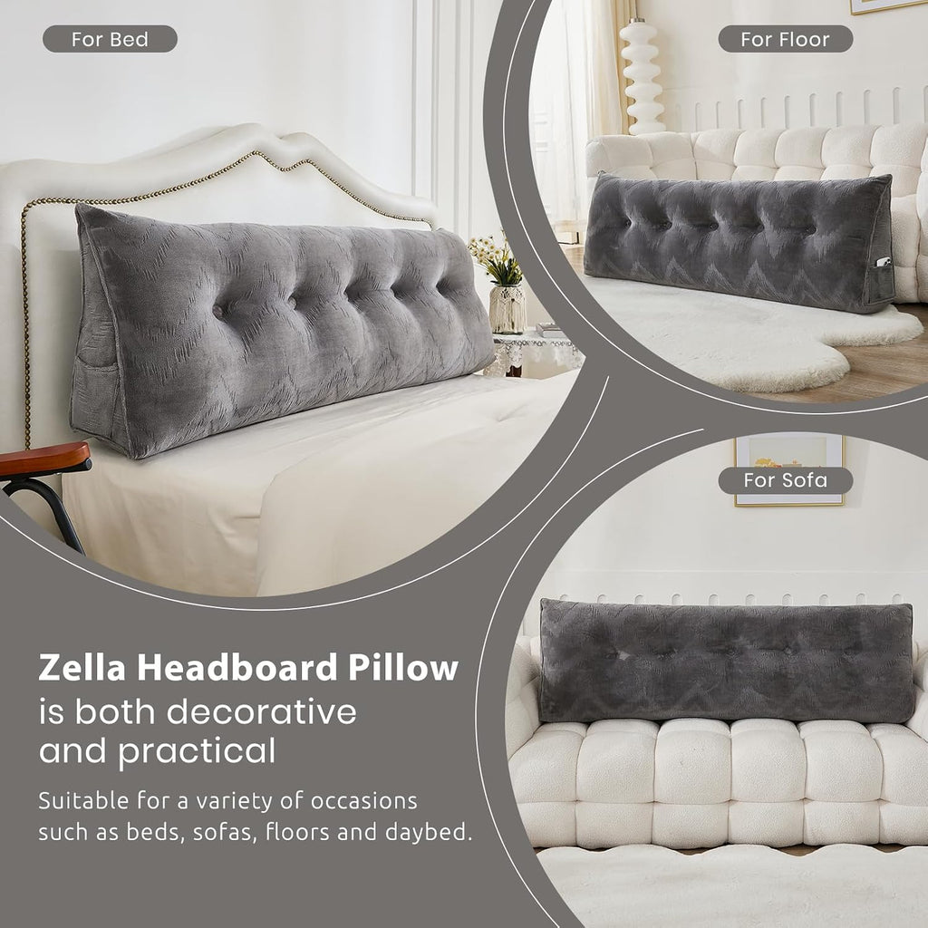 Zelladorra Headboard Pillow for Bed, Triangular Wedge Pillow Headboard Soft Support While Reading and Resting, Bed Bolster Cushion…