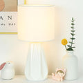 Elisa Offwhite Small Table Lamp for Living Room as Bedside Table Lamp for Bedroom, Modern Ceramic Kids Night Table Lamp, Φ6.1×H12.4IN, Bulb…