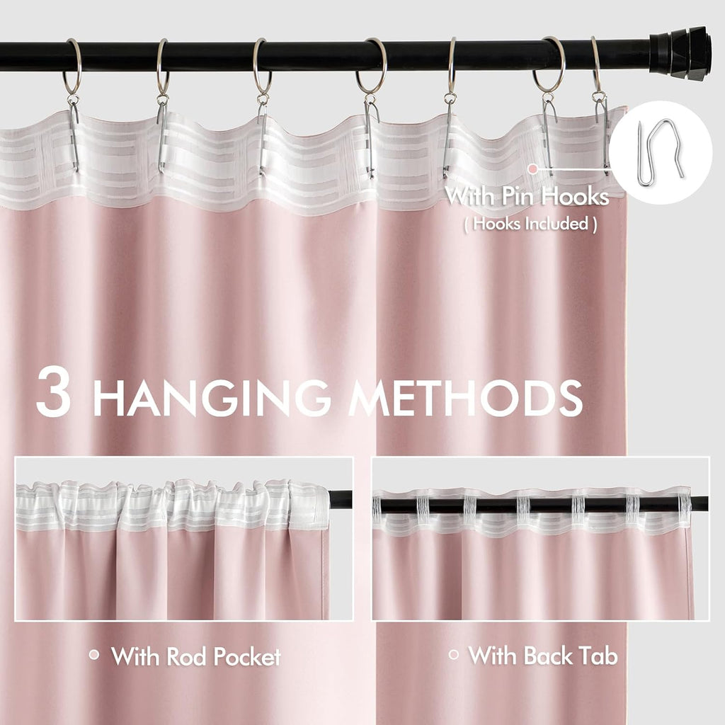 Miulee Baby Pink Back Tab Blackout Curtains 84 Inch Length 2 Panels Set for Living Room Bedroom Privacy, Rod Pocket/Pinch Pleated Thermal I…