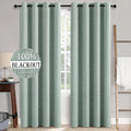 Miulee Linen Texture Curtains for Bedroom Solid 100% Blackout Thermal Insulated Seafoam Green Curtains Grommet Room Darkening Draperies for…
