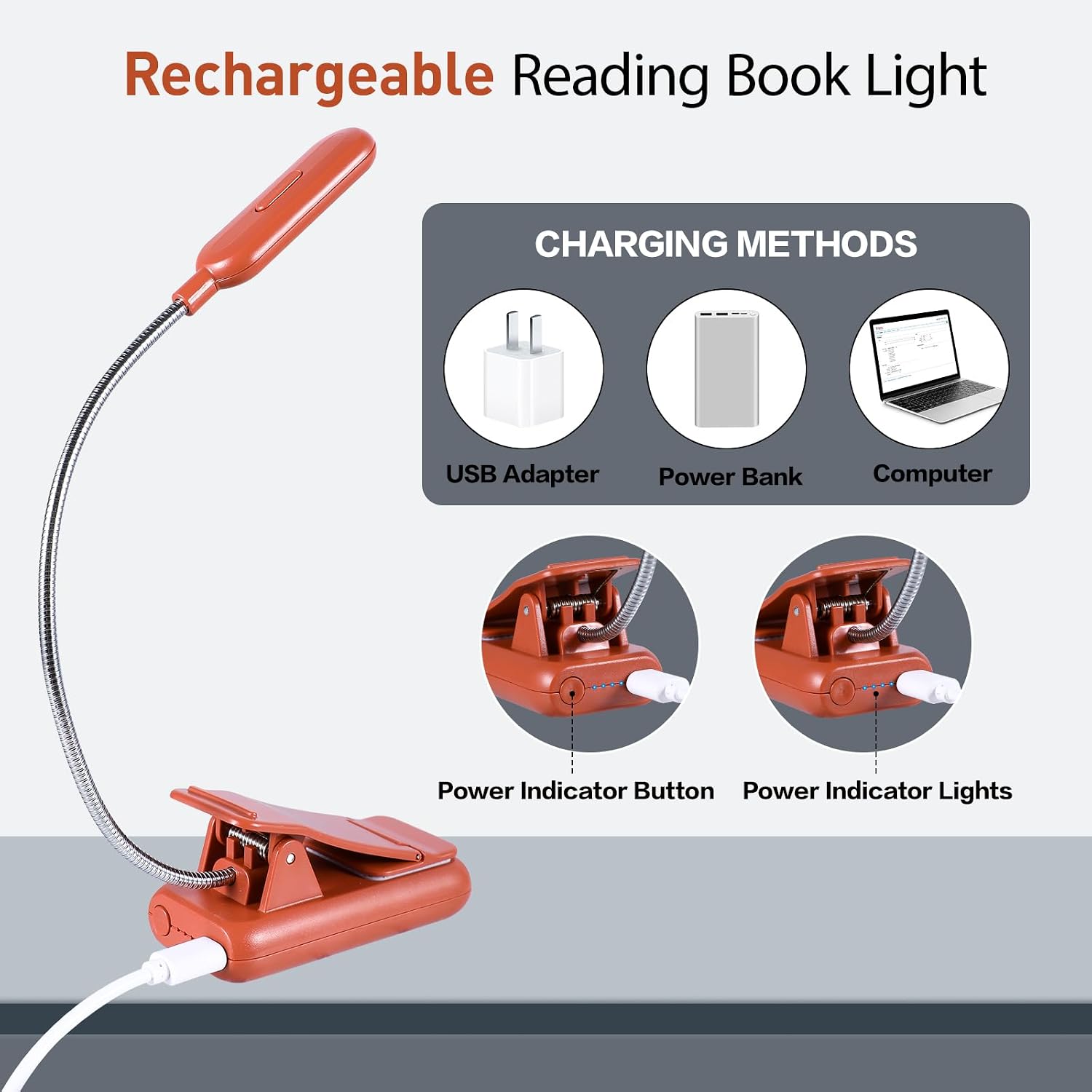 Vavofo Rechargeable Book Light for Reading in Bed Kids, 7 LED Reading Light with 9-Level Warm Cool White Daylight, Eye comfort Lamp with…