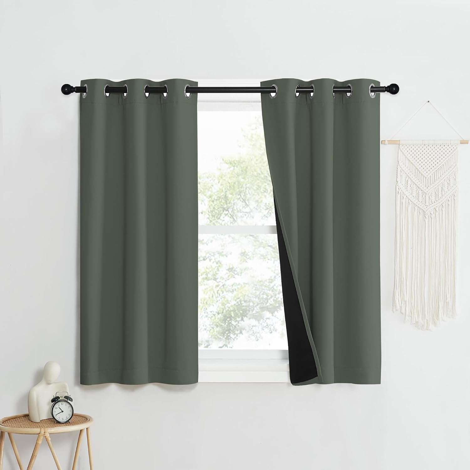 Nicetown 100% Blackout Curtains 50" Long, Pair of Energy Smart & Noise Blocking Out Drapes for Baby Room Window, Thermal Insulated Guest Ro…
